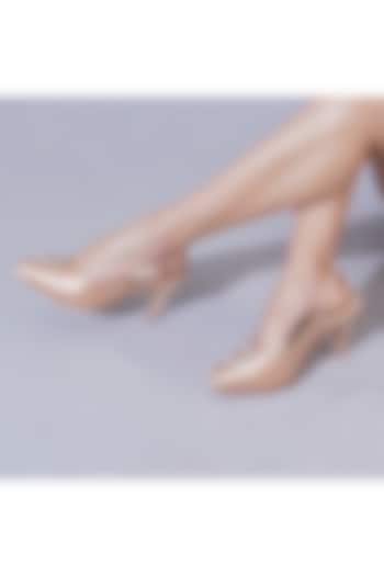 Blush Pink Faux Leather Pencil Heels by Sole House at Pernia's Pop Up Shop