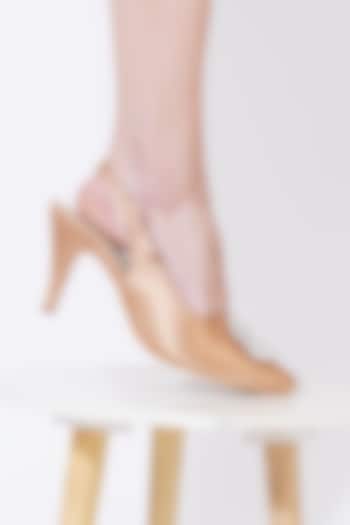 Nude Faux Leather Brooch Embellished Pencil Heels by Sole House at Pernia's Pop Up Shop
