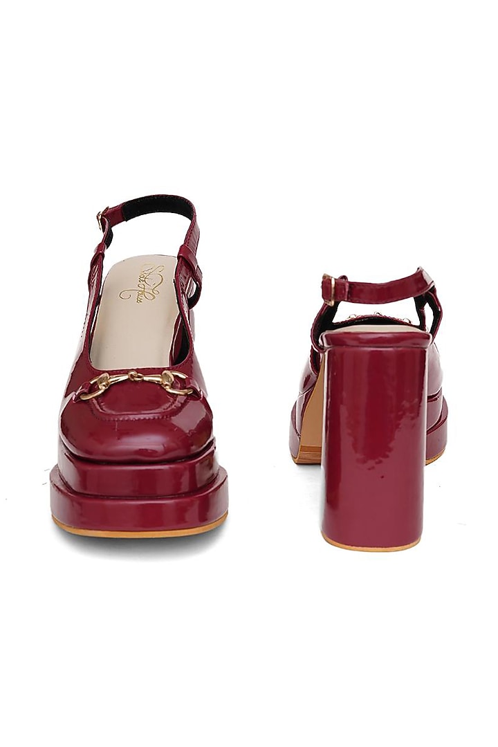 Burgundy Faux Leather Block Heels by Sole House at Pernia's Pop Up Shop