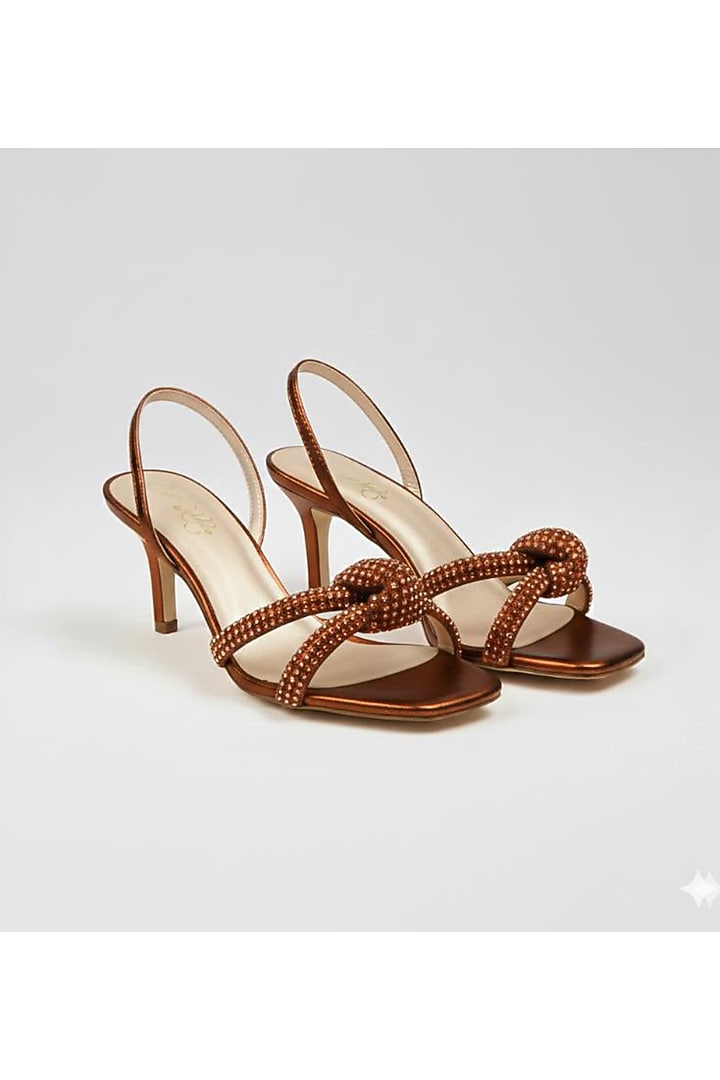 Maroon Faux Leather Metallic Embellished Stiletto Heels by Sole House at Pernia's Pop Up Shop