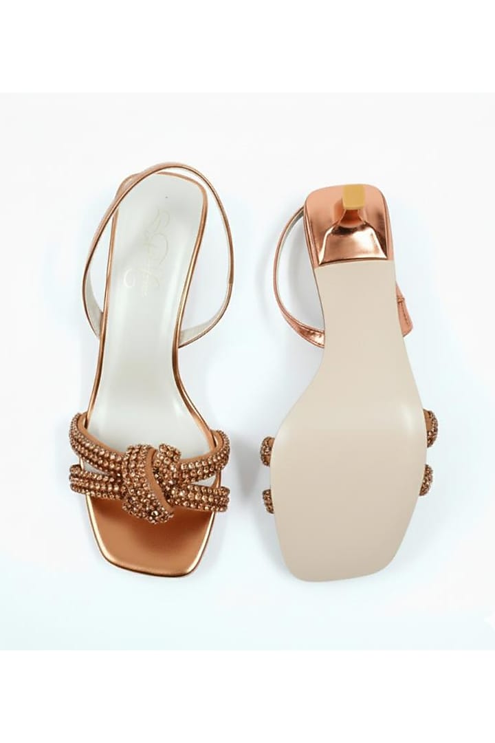 Maroon Faux Leather Metallic Embellished Stiletto Heels by Sole House at Pernia's Pop Up Shop