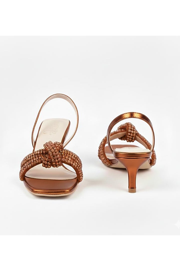Maroon Faux Leather Metallic Embellished Stiletto Heels by Sole House at Pernia's Pop Up Shop