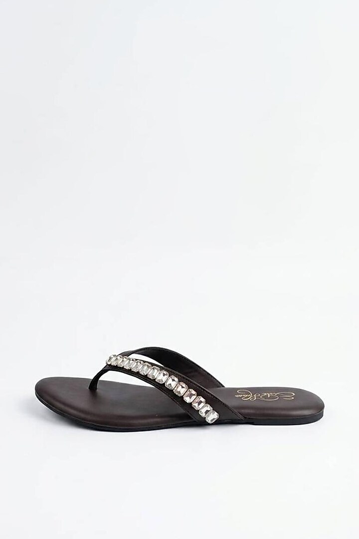Coffee brown Faux Leather Flats by Sole House at Pernia's Pop Up Shop