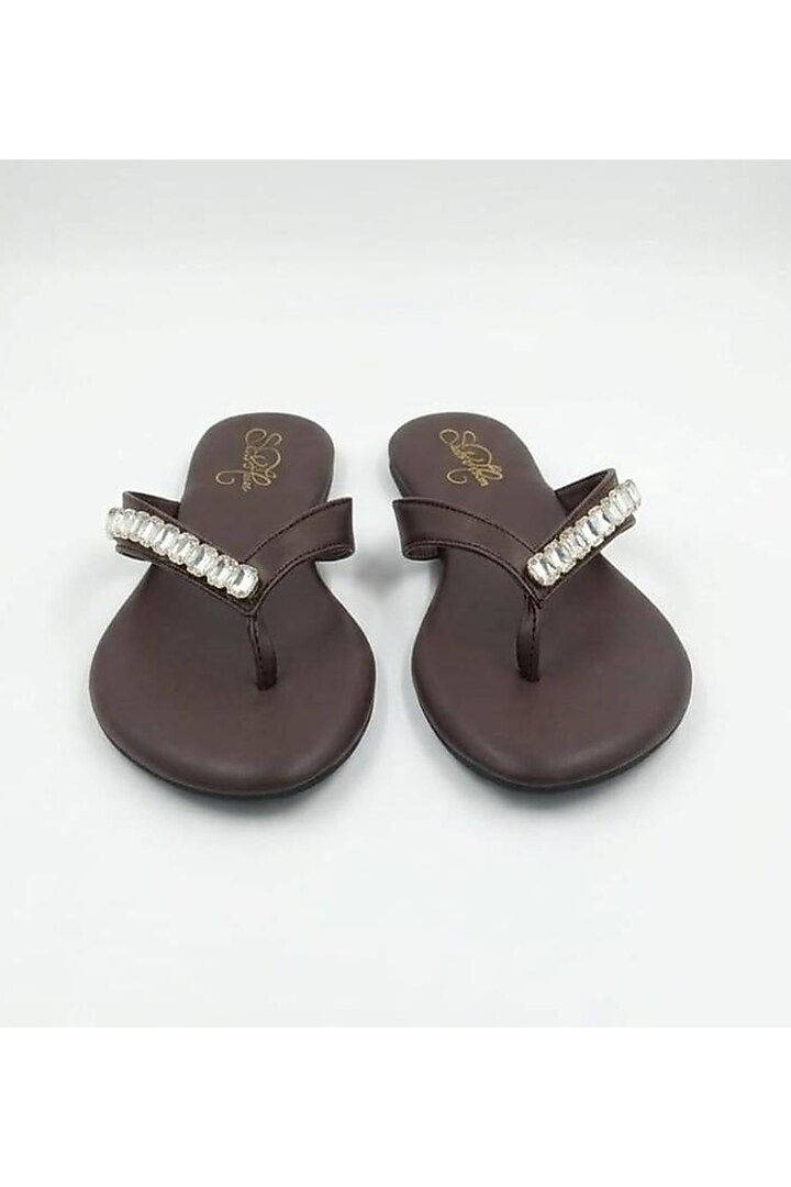 Coffee brown Faux Leather Flats by Sole House at Pernia's Pop Up Shop