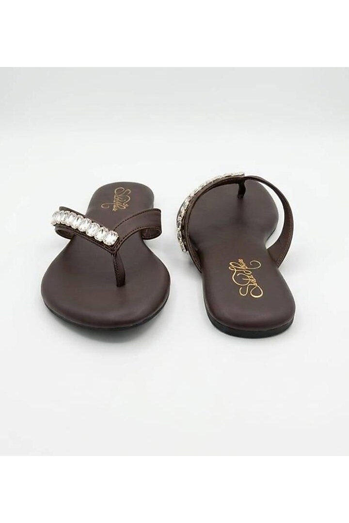 Coffee brown Faux Leather Flats by Sole House at Pernia's Pop Up Shop