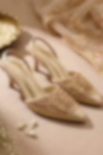 Gold Soft Faux Leather Heels by Sole House at Pernia's Pop Up Shop