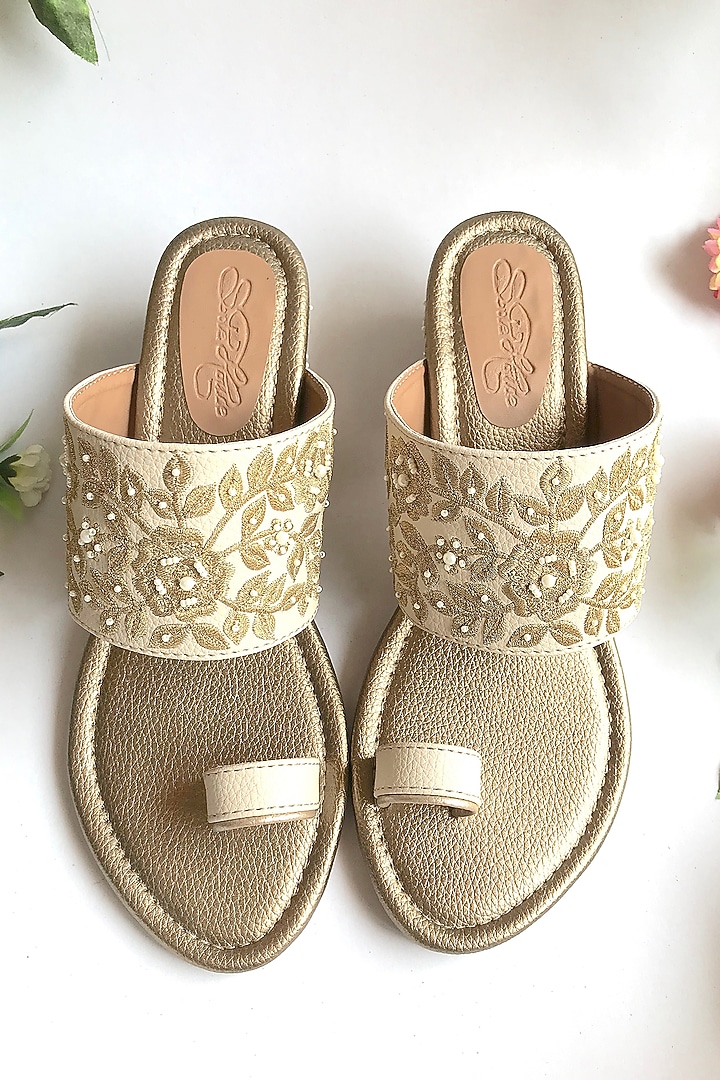 Gold Embellished Heels by Sole House at Pernia's Pop Up Shop