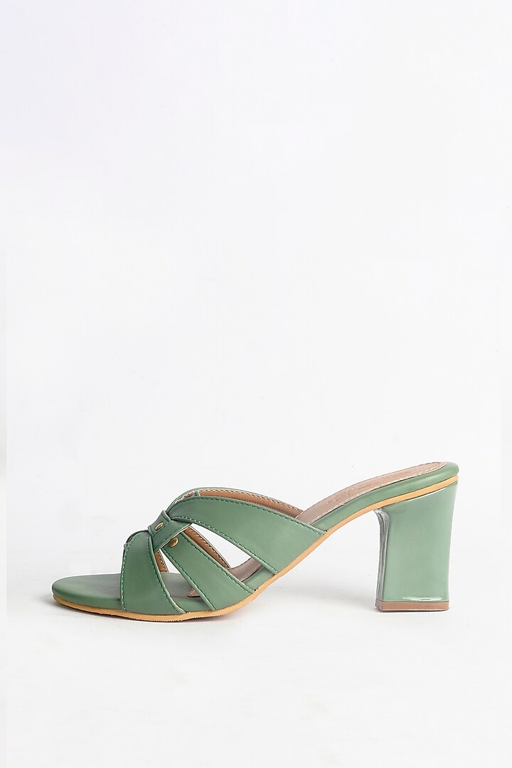 Olive Green Patent Leather Heels by Sole House