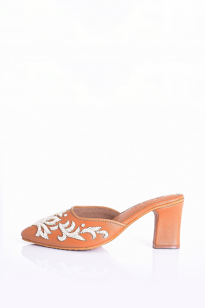 Nude Embroidered Scalloped Heels by Sole House
