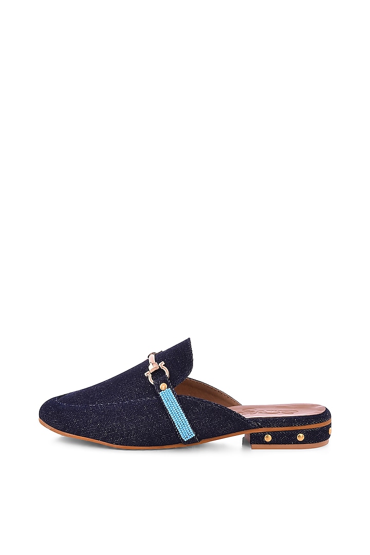 Turquoise Blue Embroidered Loafers by Sole House