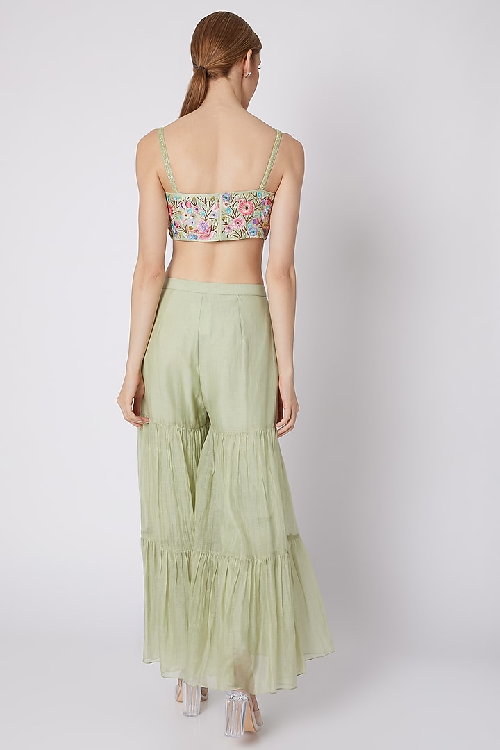 Mint Green Embroidered Wedding Sharara Set by Sonam Luthria at Pernia's Pop Up Shop
