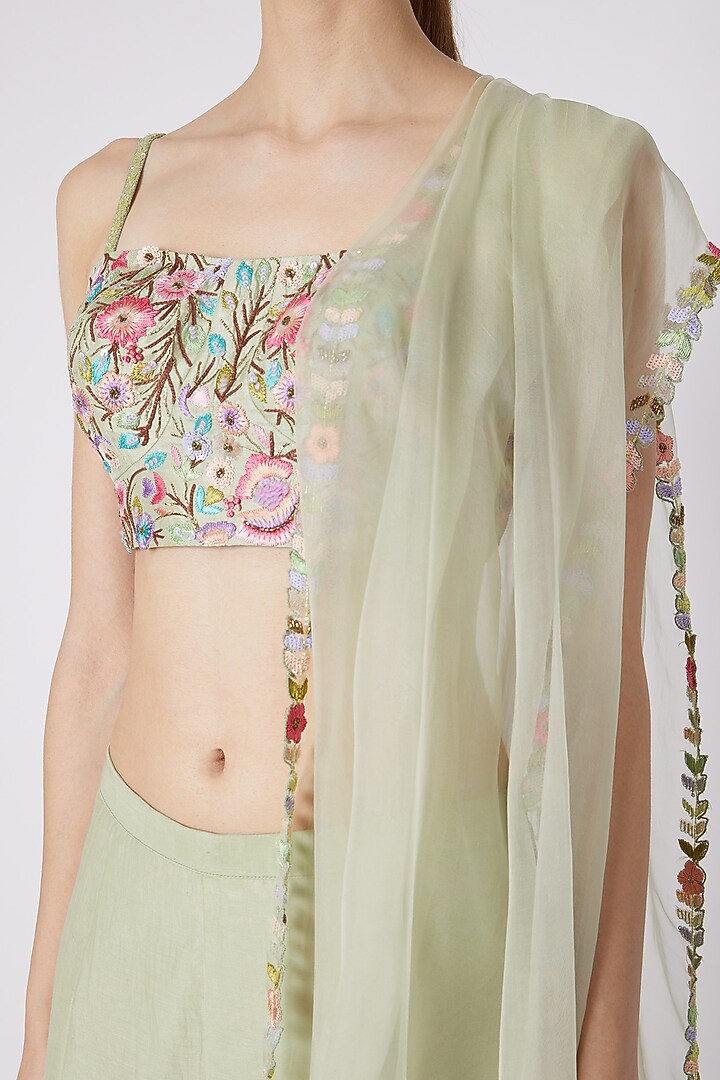 Mint Green Embroidered Wedding Sharara Set by Sonam Luthria at Pernia's Pop Up Shop