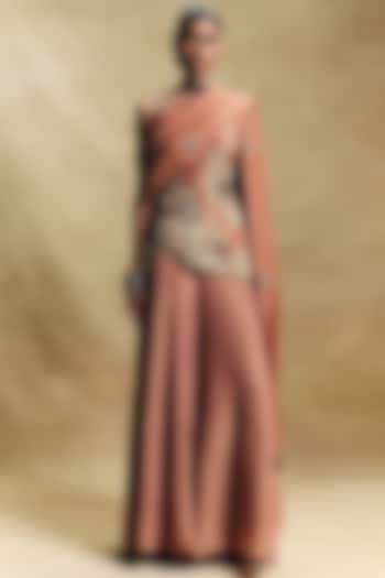 Peach Crush Tissue Gharara Set by Sonam Luthria at Pernia's Pop Up Shop