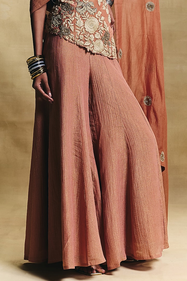 Peach Crush Tissue Gharara Set by Sonam Luthria at Pernia's Pop Up Shop
