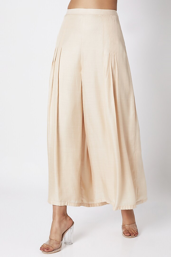 Beige Embroidered Bustier With Pants & Draped Dupatta by Sonam Luthria at Pernia's Pop Up Shop