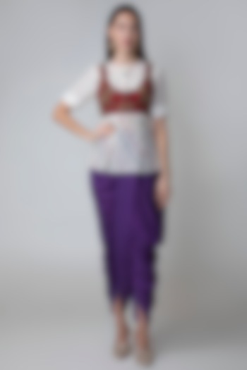 Purple Dhoti Pants With Embroidered Peplum Top by Sonam Luthria