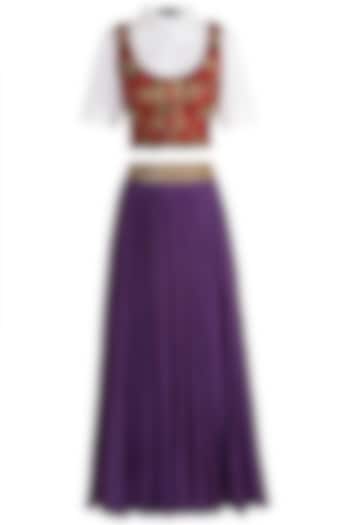 Purple Pinafore Shirt With Skirt by Sonam Luthria