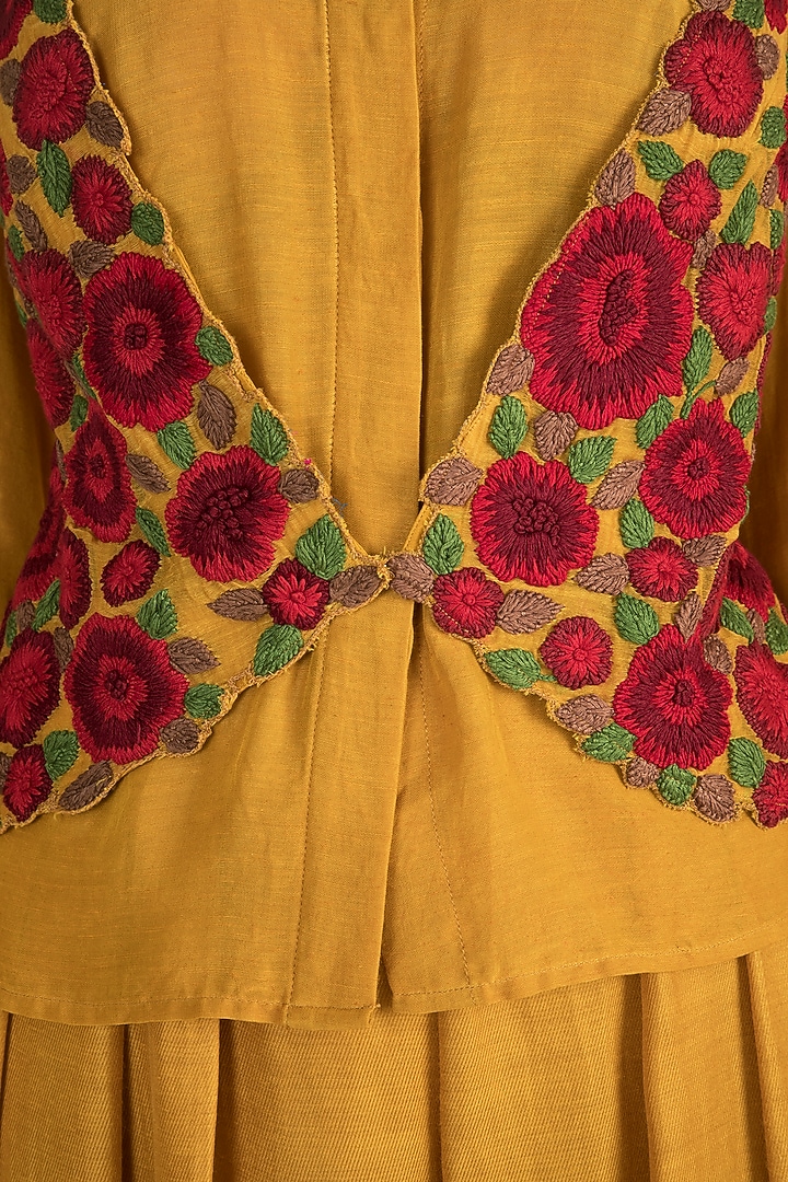 Mustard Yellow Shirt With Waistcoat & Pants by Sonam Luthria at Pernia's Pop Up Shop
