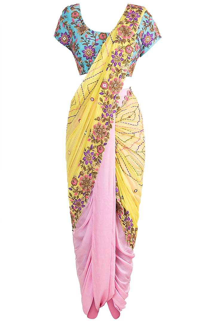 Multi Colored Dhoti Saree Set by Sonam Luthria