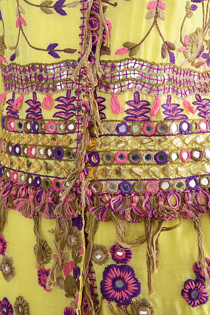Yellow Embroidered Jacket With Dhoti Pants by Sonam Luthria at Pernia's Pop Up Shop