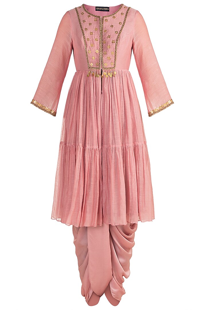 Blush Pink Embroidered Jacket With Dhoti Pants by Sonam Luthria