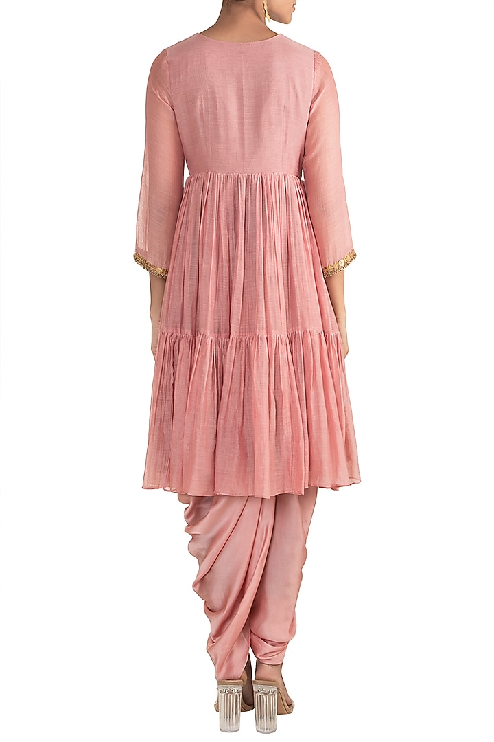Blush Pink Embroidered Jacket With Dhoti Pants by Sonam Luthria at Pernia's Pop Up Shop
