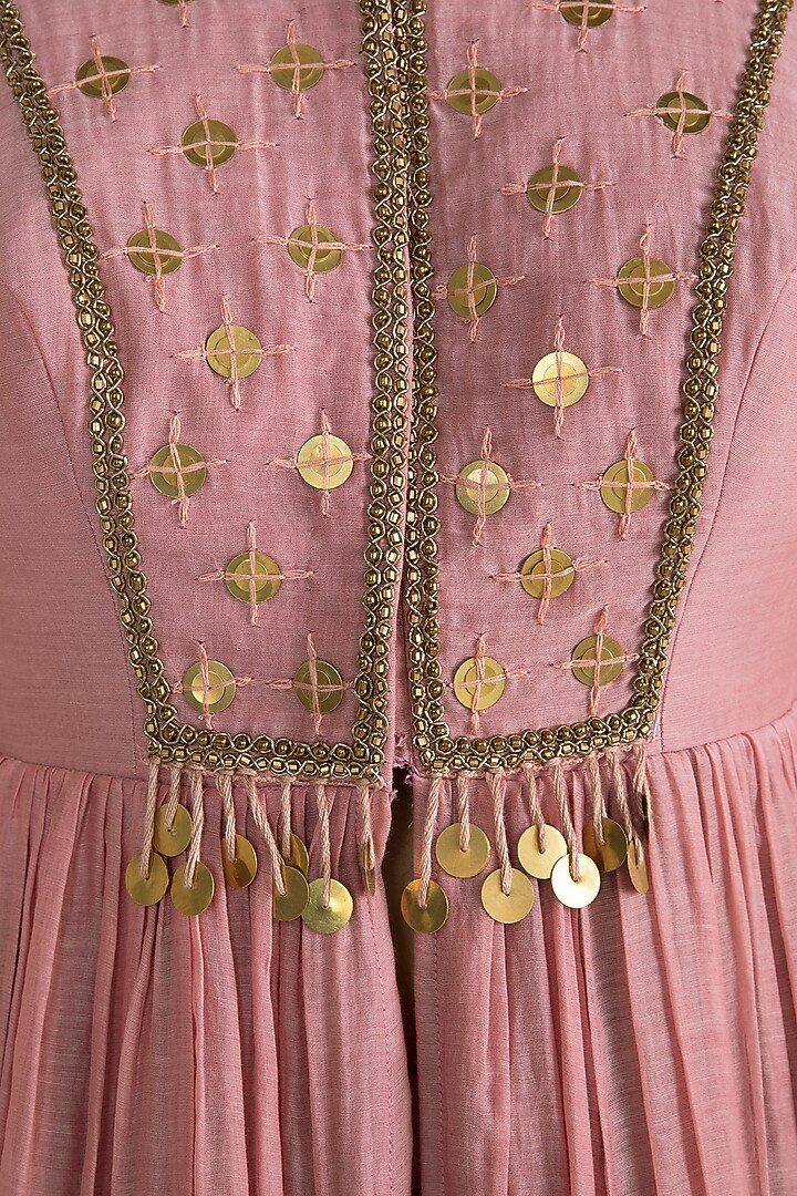Blush Pink Embroidered Jacket With Dhoti Pants by Sonam Luthria at Pernia's Pop Up Shop