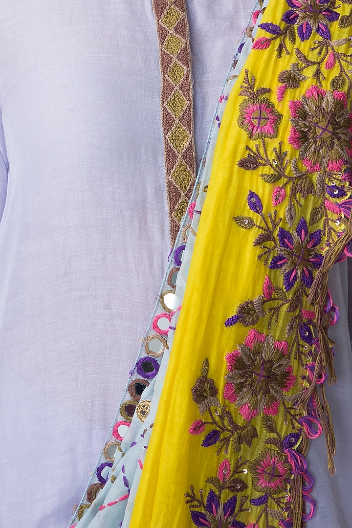 Light Purple Shirt & Dhoti Set With Knotted Dupatta by Sonam Luthria at Pernia's Pop Up Shop
