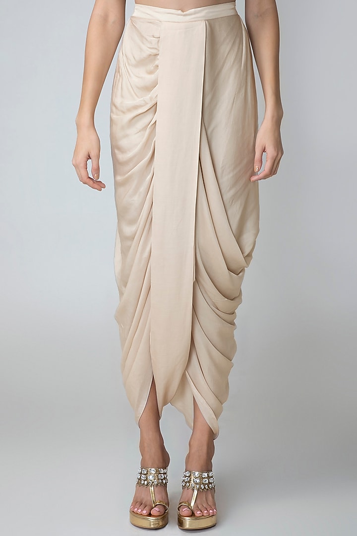 Beige Blouse With Dhoti Pants, Dupatta & Belt by Sonam Luthria at Pernia's Pop Up Shop