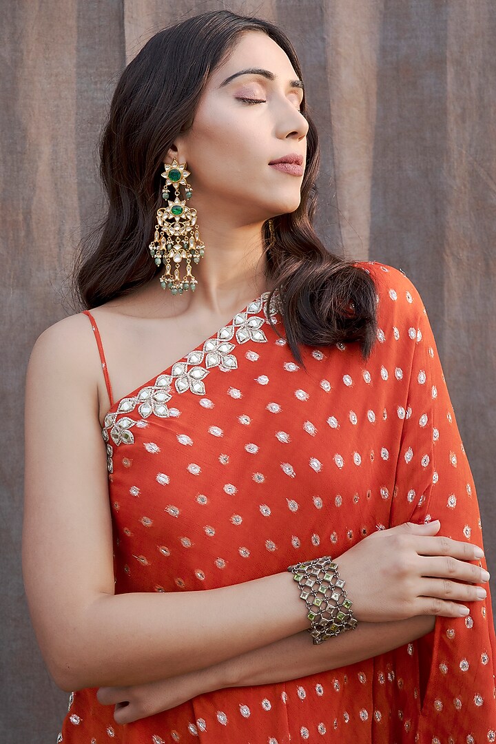 Rust Orange Embroidered Tunic by Silky Bindra at Pernia's Pop Up Shop
