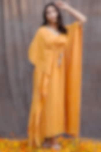 Spectra Yellow Embroidered Kaftan by Silky Bindra