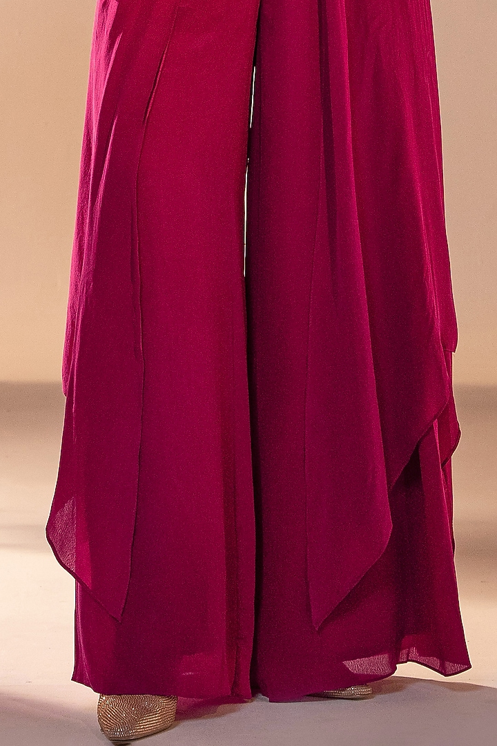 Purple Crepe High-Waisted Flared Pant Set by Silky Bindra at Pernia's Pop Up Shop