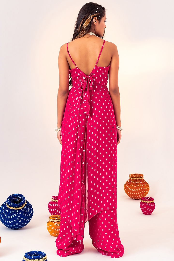 Rani Pink Georgette & Shantoon Co-Ord Set by Silky Bindra at Pernia's Pop Up Shop