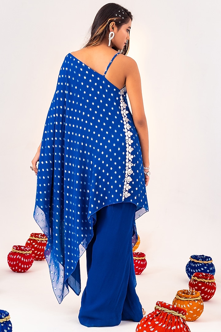 Royal Blue Georgette & Shantoon Co-Ord Set by Silky Bindra at Pernia's Pop Up Shop