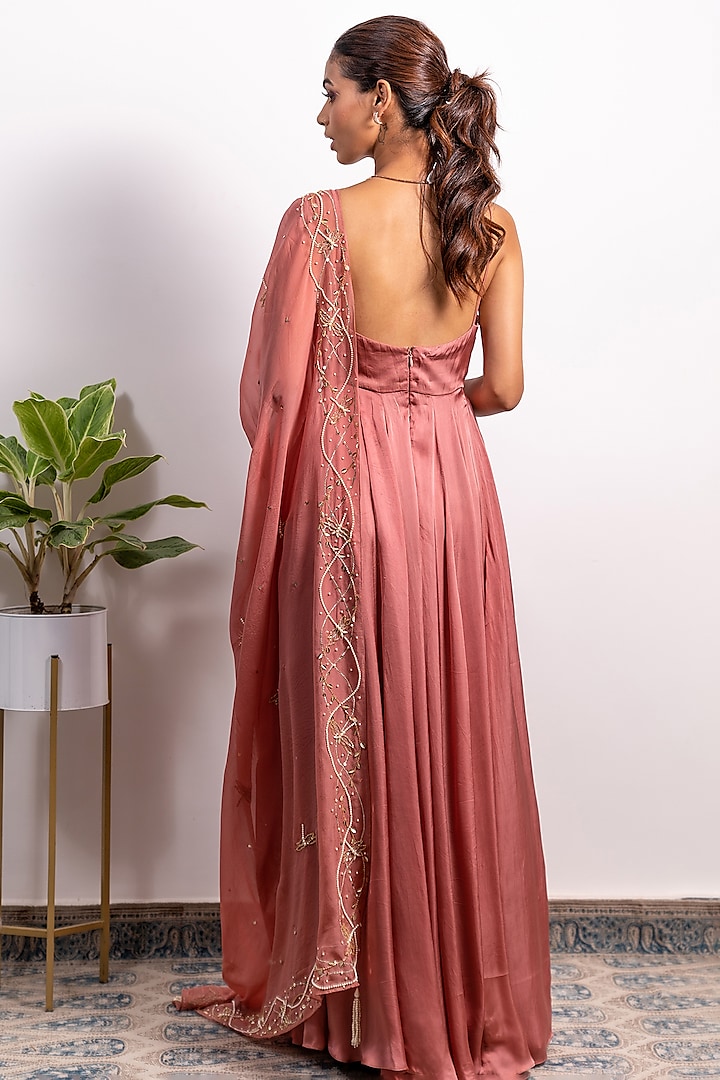 navy blue dress for baby girl Ease | Red Backless Anarkali with Dupatta