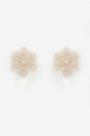 Rose Gold Finish Kundan Polki Stud Earrings by Shillpa Purii