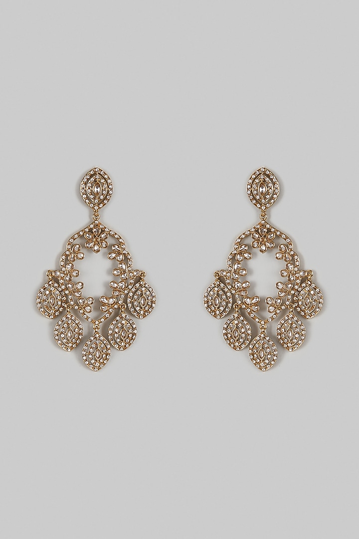 Two-Tone Finish Synthetic Stone Dangler Earrings by Shillpa Purii at Pernia's Pop Up Shop