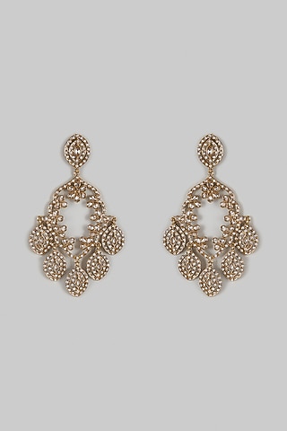 Two-Tone Finish Synthetic Stone Dangler Earrings by Shillpa Purii