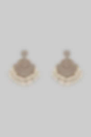 Gold Finish Synthetic Stone & Pearl Chandbaali Earrings by Shillpa Purii at Pernia's Pop Up Shop
