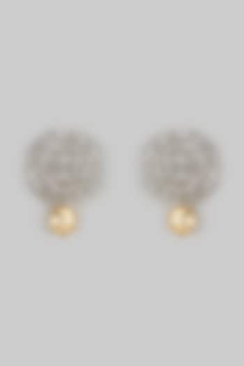 White Finish Synthetic Stone Dangler Earrings by Shillpa Purii