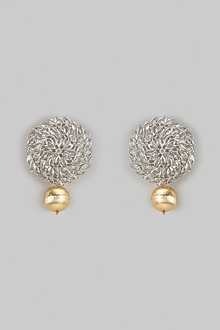 White Finish Synthetic Stone Dangler Earrings by Shillpa Purii