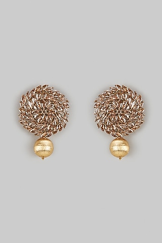 Two-Tone Finish Synthetic Stone Dangler Earrings by Shillpa Purii