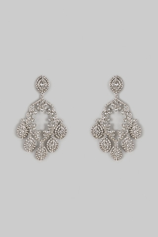 Two-Tone Finish Synthetic Stone Dangler Earrings by Shillpa Purii