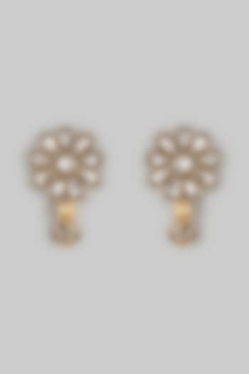 Two-Tone Finish Synthetic Stone Dangler Earrings by Shillpa Purii
