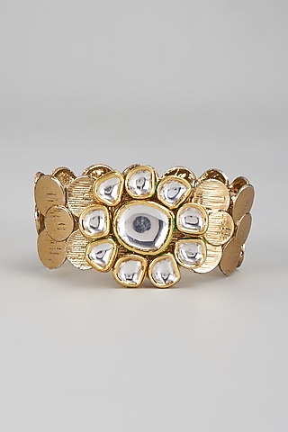 Two-Tone Finish Kundan Polki Bracelet by Shillpa Purii