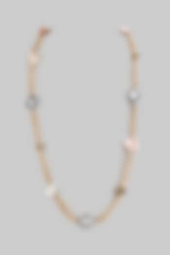 Gold Finish Pearl Long Necklace by Shillpa Purii