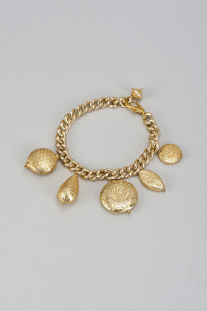 Gold Finish Gold Drop Chain Bracelet by Shillpa Purii at Pernia's Pop Up Shop