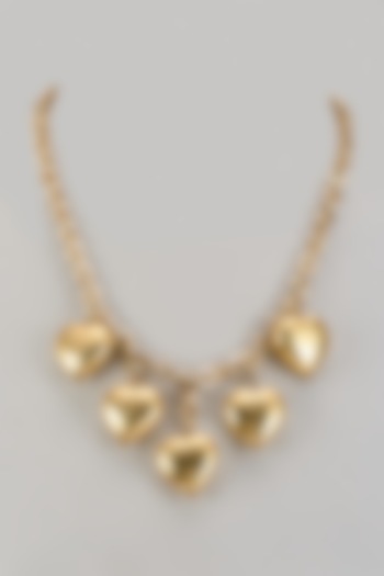 Gold Finish Gold Heart Necklace by Shillpa Purii at Pernia's Pop Up Shop