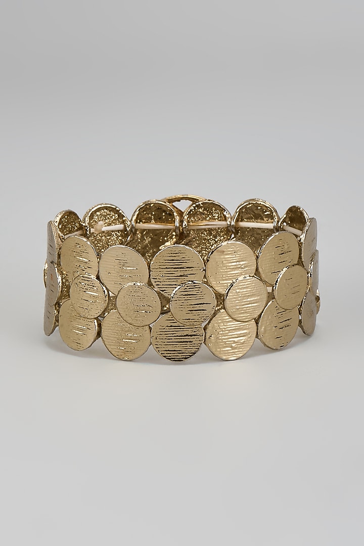 Gold Finish Kundan Polki Motif Adjustable Bracelet by Shillpa Purii at Pernia's Pop Up Shop