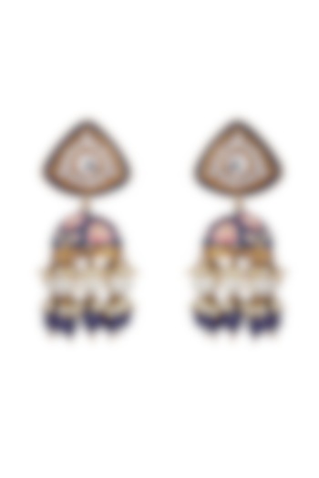 Dull Gold Finish Meenakari Earrings by Shillpa Purii at Pernia's Pop Up Shop